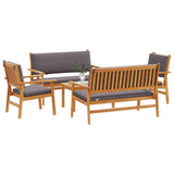 Garden Sofa Set 5 pcs Brown Solid Acacia Wood