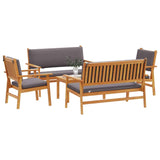 Garden Sofa Set 5 pcs Brown 75 x 45 x 38cm Solid Acacia wood - Side View