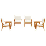 Garden Sofa Set 6 pcs Brown 45 x 45 x 38cm Solid Acacia wood - Close-Up Angle