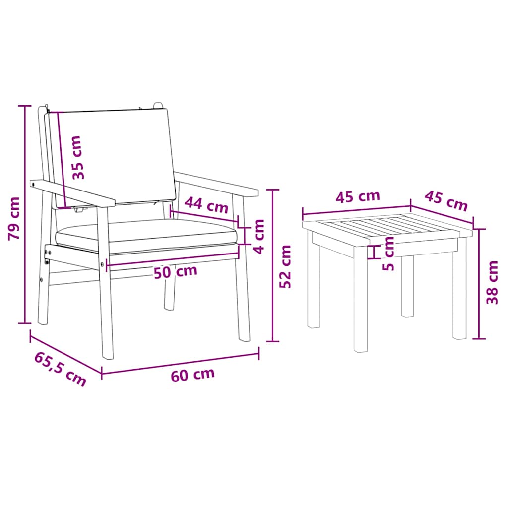 Garden Sofa Set 6 pcs Brown 45 x 45 x 38cm Solid Acacia wood