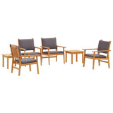 Garden Sofa Set 6 pcs Brown 45 x 45 x 38cm Solid Acacia wood - Front View