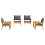 Garden Sofa Set 6 pcs Brown 45 x 45 x 38cm Solid Acacia wood - Close-Up Angle