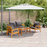 Bistro Set with Cushion 4 pcs Brown Solid Acacia Wood