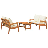 Bistro Set with Cushion 3 pcs Brown Solid Acacia Wood - Front View