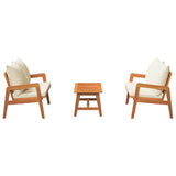 Bistro Set with Cushion 3 pcs Brown Solid Acacia Wood - Close-Up Angle