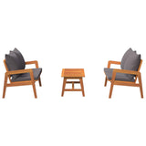 Bistro Set with Cushion 3 pcs Brown Solid Acacia Wood - Top-Down View