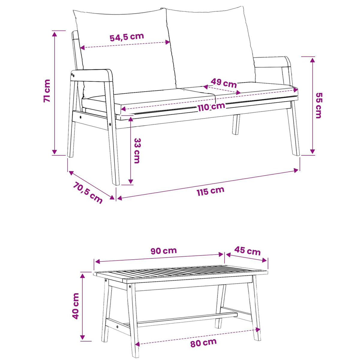 Bistro Set with Cushion 3 pcs Brown Solid Acacia Wood