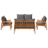 Bistro Set with Cushion 5 pcs Brown Solid Acacia Wood - Low Angle