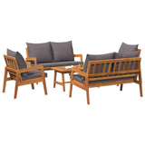 Bistro Set with Cushion 5 pcs Brown Solid Acacia Wood - Side View