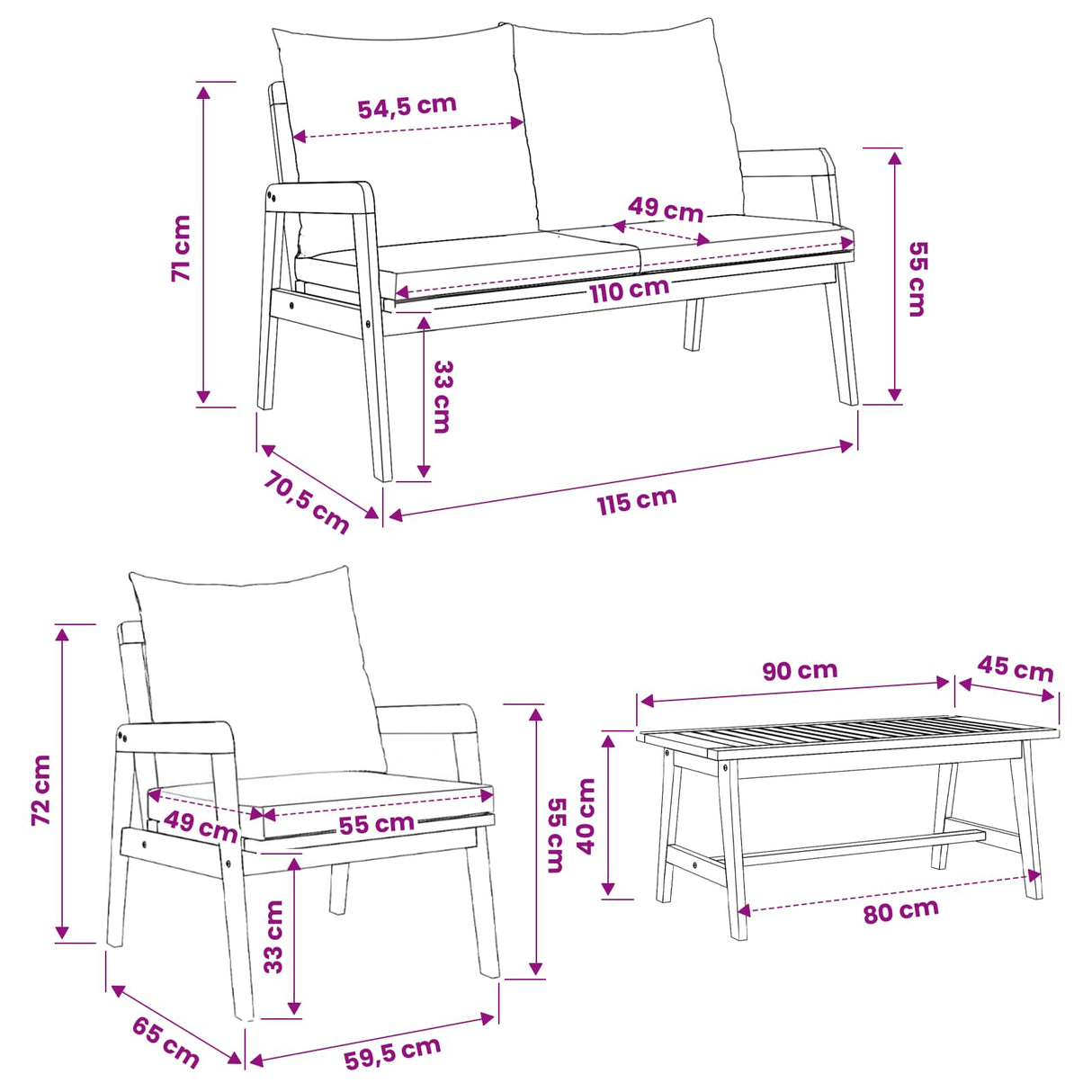 Bistro Set with Cushion 5 pcs Brown Solid Acacia Wood
