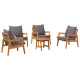 Bistro Set with Cushion 5 pcs Brown Solid Acacia Wood