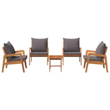 Bistro Set with Cushion 5 pcs Brown Solid Acacia Wood