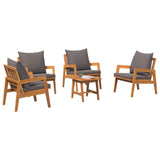 Bistro Set with Cushion 5 pcs Brown Solid Acacia Wood - Side View
