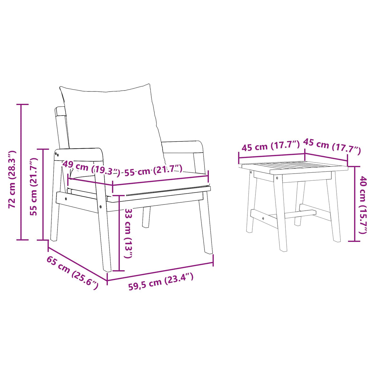 Bistro Set with Cushion 5 pcs Brown Solid Acacia Wood