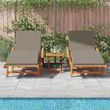 Sun Lounger 2 pcs Taupe 200 x 67 x 84 cm Solid Acacia Wood