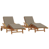 Sun Lounger 2 pcs Taupe 200 x 67 x 84 cm Solid Acacia Wood