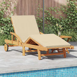 Sun Lounger 2 pcs Beige Solid Acacia Wood