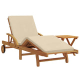 Sun Lounger 2 pcs Beige Solid Acacia Wood