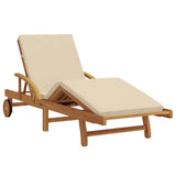 Sun Lounger 2 pcs Beige Solid Acacia Wood - Top-Down View