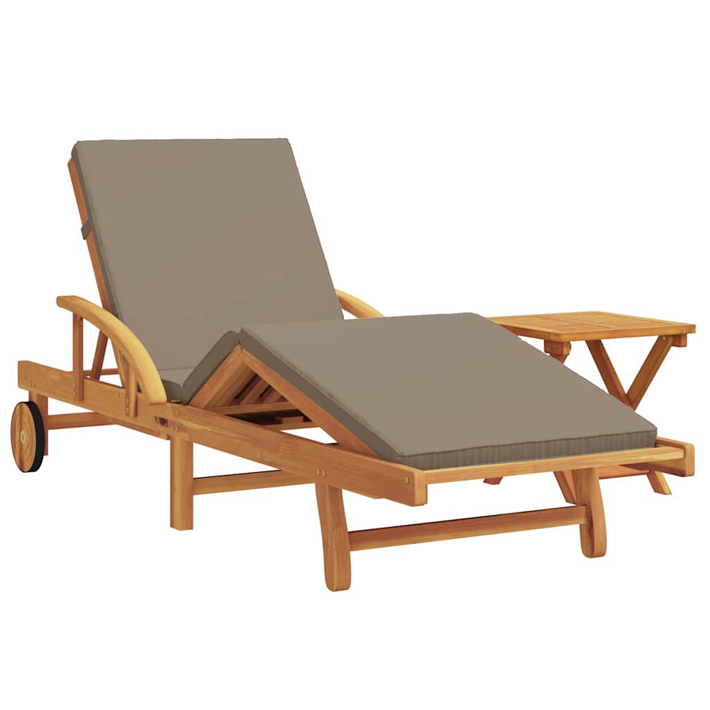 Sun Lounger 2 pcs Taupe 200 x 67 x 84 cm Solid Acacia Wood