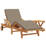 Sun Lounger 2 pcs Taupe 200 x 67 x 84 cm Solid Acacia Wood - Front View