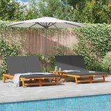 Sun Lounger Brown 125 x 200 x 84 cm Solid Acacia Wood