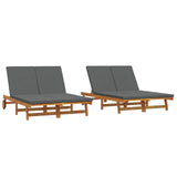 Sun Lounger Brown 125 x 200 x 84 cm Solid Acacia Wood