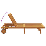 Sun Lounger Brown 125 x 200 x 84 cm Solid Acacia Wood - Close-Up Angle
