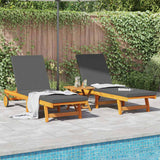 Sun Lounger 2 pcs Solid Acacia Wood Brown