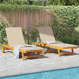 Sun Lounger Reclining 2-person 2 pcs Brown Solid Acacia Wood