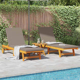 Sun Lounger Reclining 2-person 2 pcs Brown Solid Acacia Wood