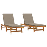 Sun Lounger Reclining 2-person 2 pcs Brown Solid Acacia Wood - Front View