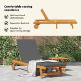 Sun Lounger Reclining 1-person 2 pcs Brown Solid Acacia Wood