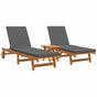 Sun Lounger 3 pcs Solid Acacia Wood Brown