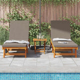 Sun Lounger Reclining 2-person 3 pcs Brown Solid Acacia Wood
