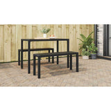 Garden Bench Black 100 x 28 x 45cm Steel