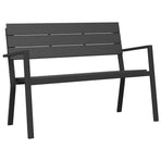 Garden Bench Black 118 x 54 x 77cm Steel