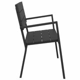 Garden Bench Black 118 x 54 x 77cm Steel - 45-Degree Angle