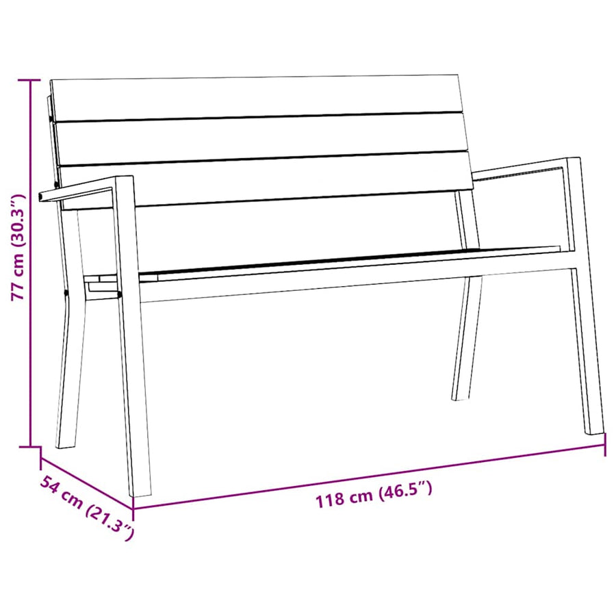 Garden Bench Black 118 x 54 x 77cm Steel