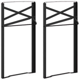 Beer Table Leg 2 pcs Black 39 x 3 x 75 cm Powder-Coated Steel - Front View
