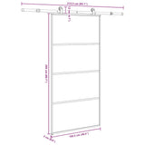 Sliding Door with Hardware Set 102,5x205 cm ESG Glass&Aluminium - Low Angle