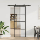 Sliding Door with Hardware Set 76x205 cm ESG Glass&Aluminium - Front View