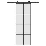 Sliding Door with Hardware Set 76x205 cm ESG Glass&Aluminium - Front View