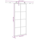 Sliding Door with Hardware Set 90x205 cm ESG Glass&Aluminium - Low Angle