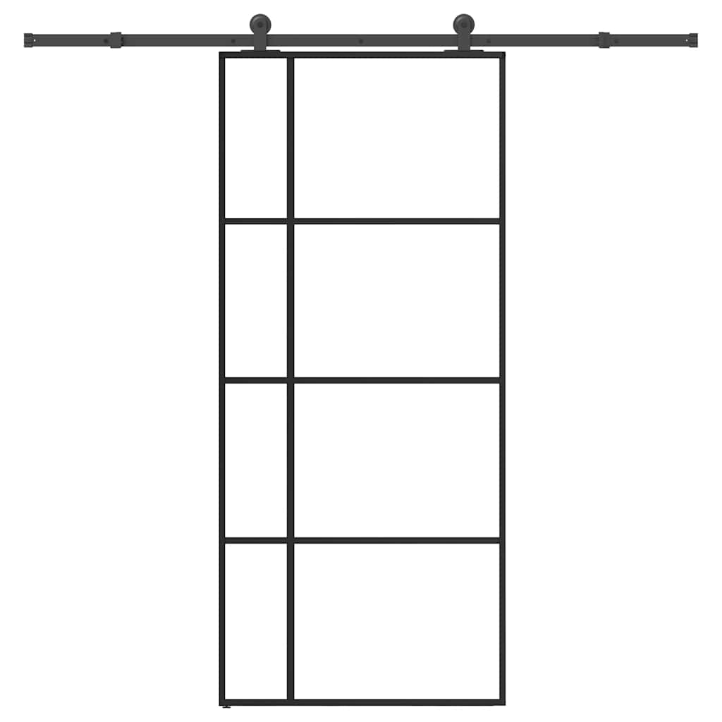 Sliding Door with Hardware Set 90x205 cm ESG Glass&Aluminium