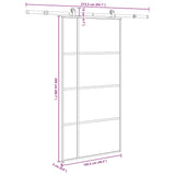 Sliding Door with Hardware Set 102,5x205 cm ESG Glass&Aluminium - Low Angle