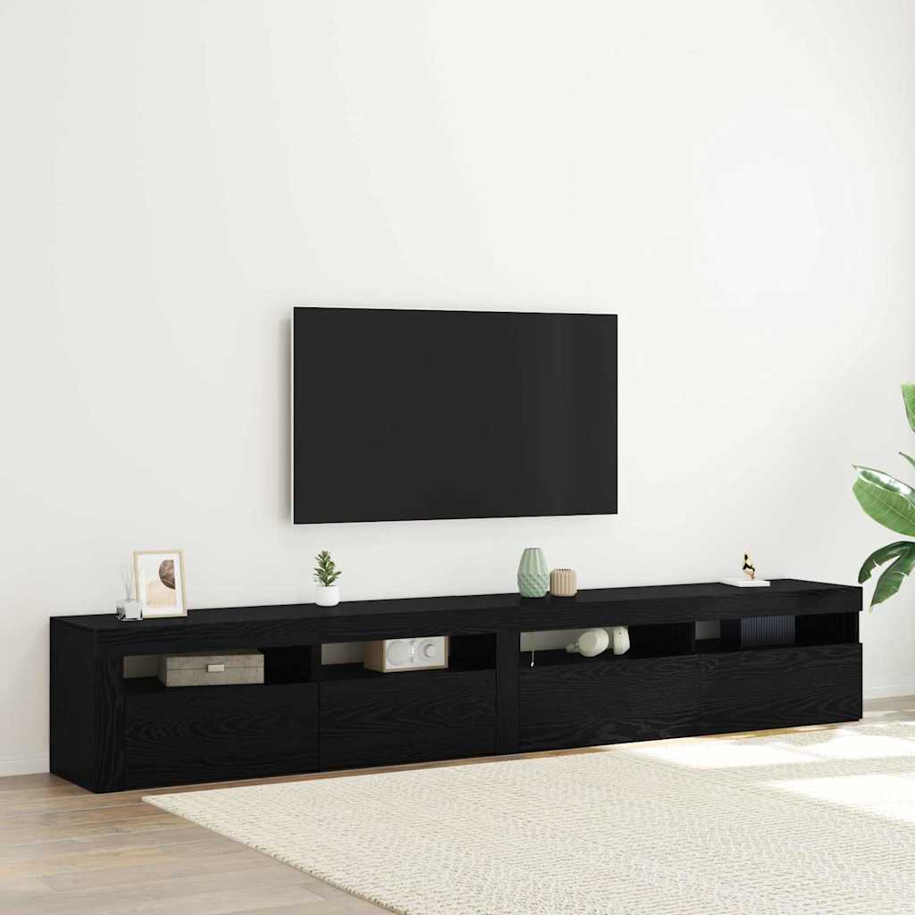 TV Cabinets 2 pcs Black oak 240 x 35 x 40 cm Engineered wood