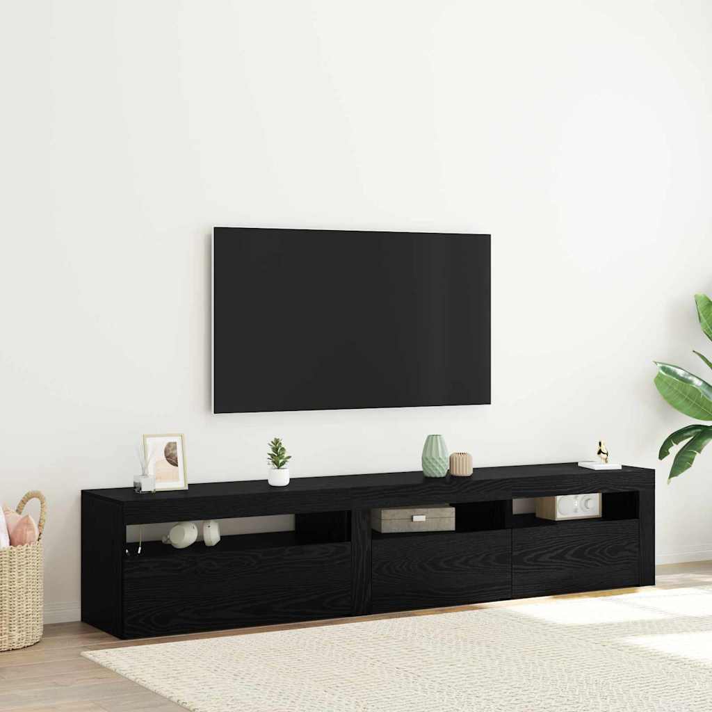 TV Cabinets 2 pcs Black oak 195 x 35 x 40 cm Engineered wood