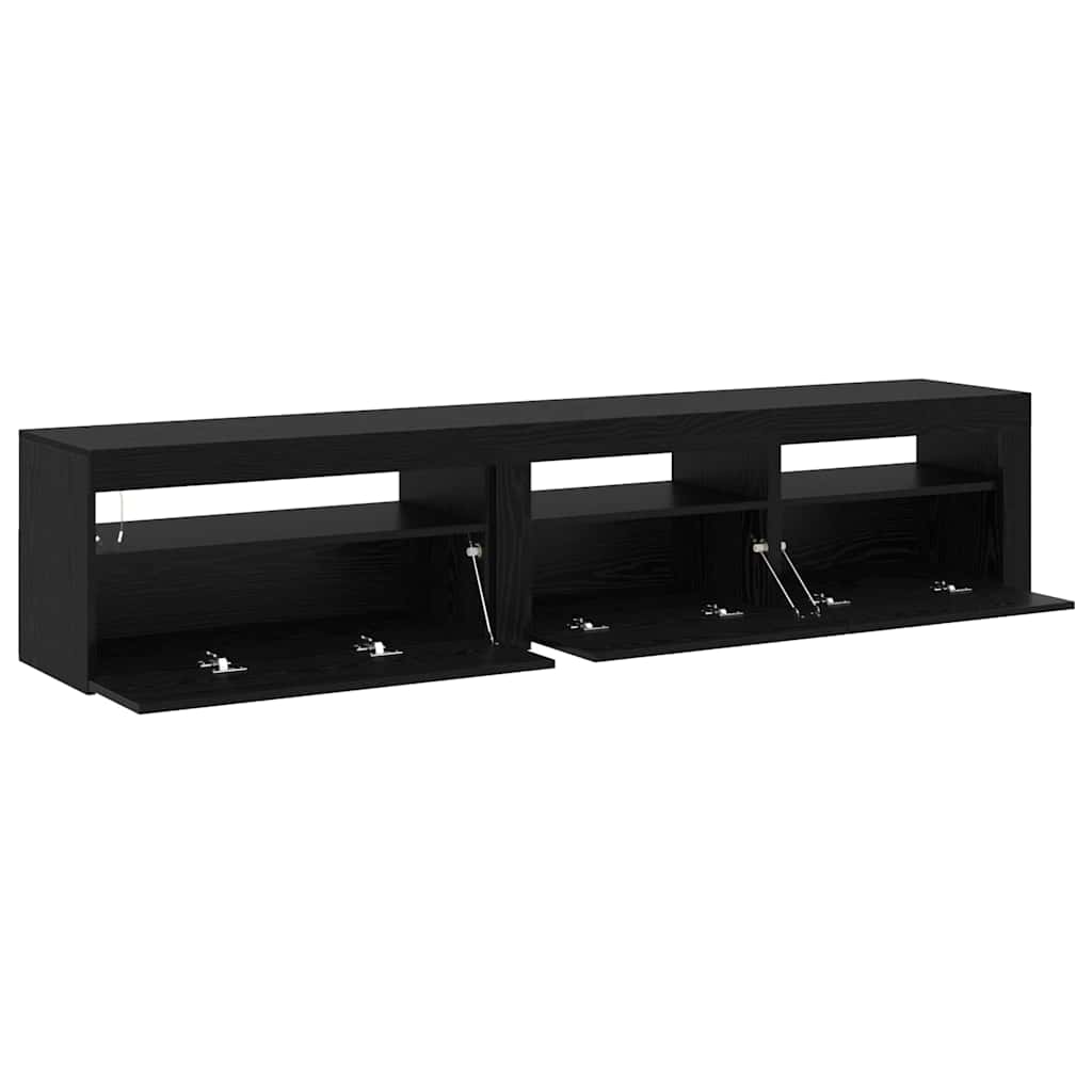 TV Cabinets 2 pcs Black oak 195 x 35 x 40 cm Engineered wood