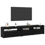 TV Cabinets 2 pcs Black oak 195 x 35 x 40 cm Engineered wood - Side View